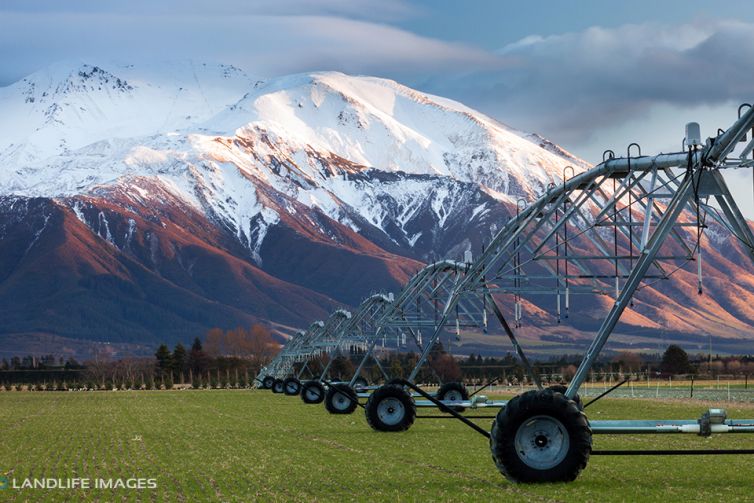 Center Pivot Irrigator in winter, Methven, New Zealand