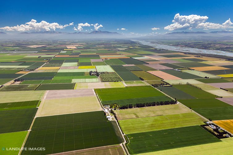 Aerial photography view of Mid-Canterbury farmland, New Zealand