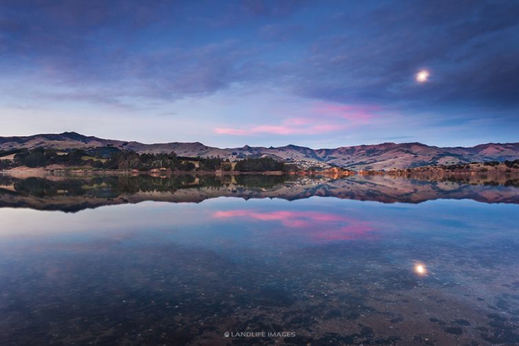 Barrys Bay Reflections, Banks Peninsula, New Zealand