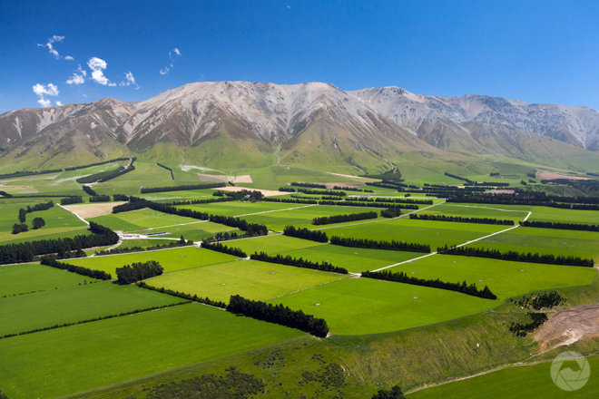 Aerial photography view of Mid-Canterbury farmland, New Zealand