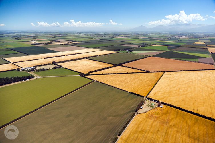 Aerial photography view of Mid-Canterbury farmland, New Zealand