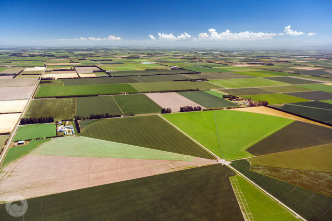 Aerial photography view of Mid-Canterbury farmland, New Zealand