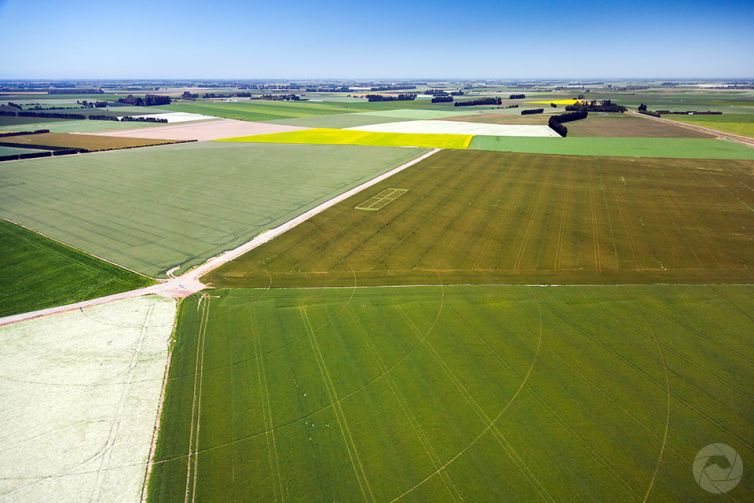 Aerial photography view of Mid-Canterbury farmland, New Zealand