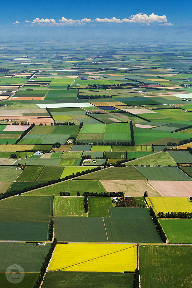 Aerial photography view of Mid-Canterbury farmland, New Zealand, portrait