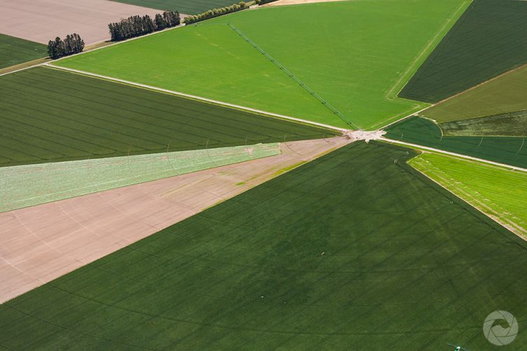 Aerial photography view of Mid-Canterbury farmland, New Zealand