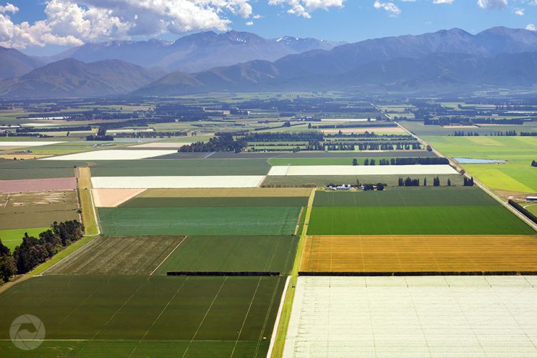 Aerial photography view of Mid-Canterbury farmland, New Zealand