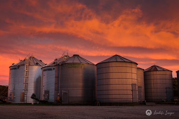 Silos at sunrise, Methven, Canterbury, New Zealand